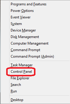 Windows 8 Quick Access Menu, Control Panel